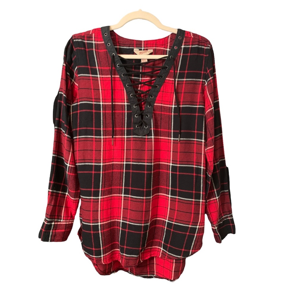 Arizona Jean Plaid boyfriend flannel shirt SIZE S